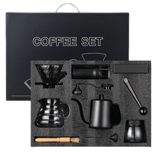 9 piece Pour Over Coffee Kit One Hand Drip Coffee Set Coffee Grinder Manual Set